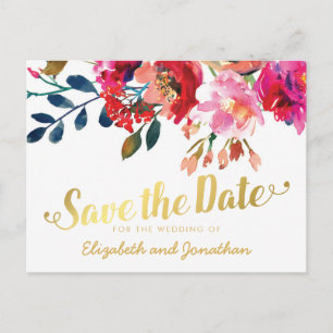Elegante Florale Aquarell-Weißgold-Einladung zur V Ankündigungspostkarte