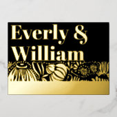 Elegante florale Art Deco Moderne Kunst, Dichtung  Folieneinladung (Vorderseite)