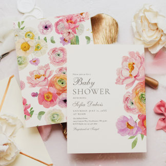 Elegante Florale Babyparty-Einladung Einladung