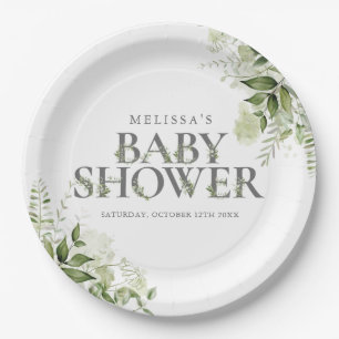 Elegante Florale Babyparty Pappteller