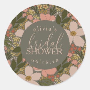 Elegante Florale Babyparty-Personalisierung Runder Aufkleber