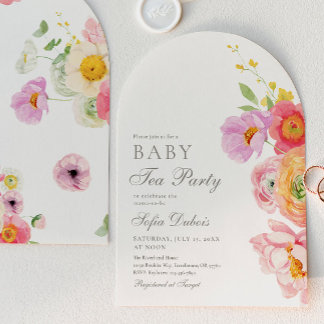 Elegante Florale Babyparty-Teeparty-Einladung Einladung