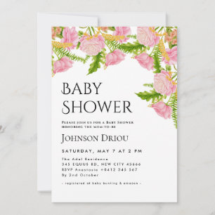 Elegante Florale Babyshower-Einladung Einladung
