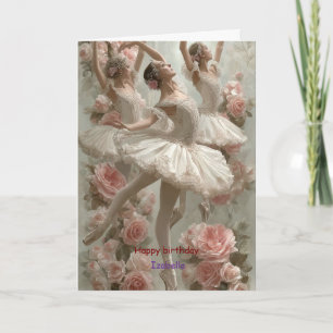 Elegante florale Ballerina-Geburtstagsrosen-Ballet Karte