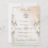 Elegante Florale Beige-Wasserfarbe Minimal Goldrah (Vorderseite)