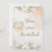Elegante Florale Beige-Wasserfarbe Minimal Goldrah (Rückseite)