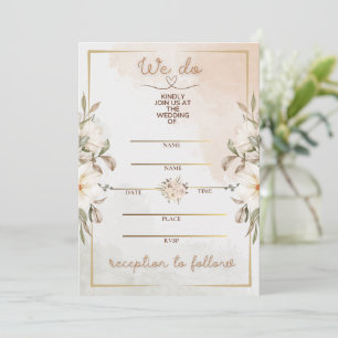 Elegante Florale Beige-Wasserfarbe Minimal Goldrah Einladung