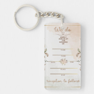 Elegante florale beige Wasserfarbe Minimal Goldrah Schlüsselanhänger