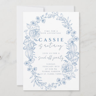 Elegante florale blassblaue Ruhestands-Einladung Einladung