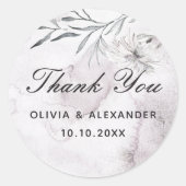 Elegante florale blassrosa lila Hochzeit danke Runder Aufkleber (Vorderseite)