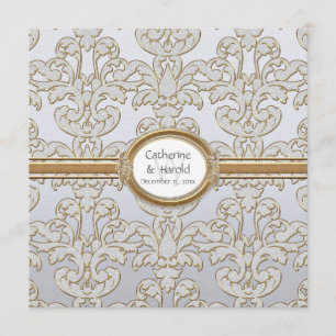 Elegante Florale Blatt-Damaskus-Barock-Gold-Swirls Einladung