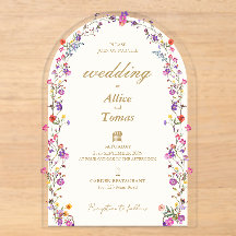 Elegante florale Bogen-Acrylblatt-Hochzeits-Einlad