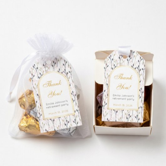 Elegante Florale Bogen-Ruhestandsfeier Geschenkanhänger