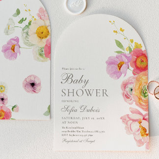 Elegante Florale Bogengestaltung Baby Shower Einla Einladung