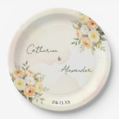 Elegante florale Boho Rustikale Rose Hochzeitsempf Pappteller (Vorderseite)