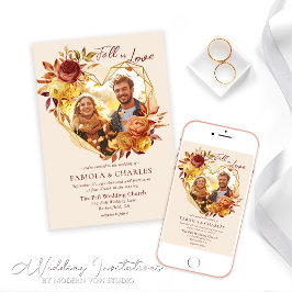 Elegante Florale Boho Verlieb dich Foto Hochzeit Einladung