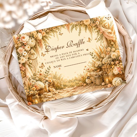 Elegante florale Boho-Windel-Raffle Begleitkarte