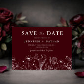 Elegante Florale Bordeaux-Farbenes "Save the Date" Save The Date