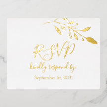 Elegante Florale Botaniqe Goldfolie Hochzeit RSVP