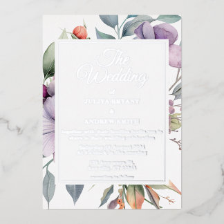 Elegante florale botanische Hochzeit Folieneinladung