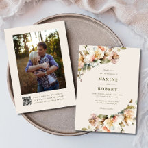 Elegante florale botanische QR-Code-Foto-Hochzeit