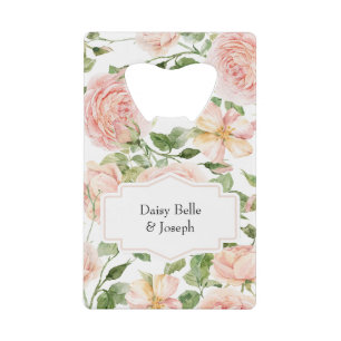 Elegante florale botanische Rose Pink Hochzeit Geldbeutel Flaschenöffner