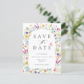 Elegante Florale Botanische Rustikale Save-the-Dat Postkarte (Stehend Vorderseite)