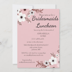 Elegante Florale Brautjungfern-Lunch-Einladung Einladung
