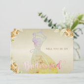 Elegante, florale, Brautkleid Bridesmaid Card Einladung (Stehend Vorderseite)