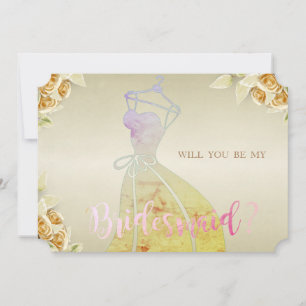 Elegante, florale, Brautkleid Bridesmaid Card Einladung