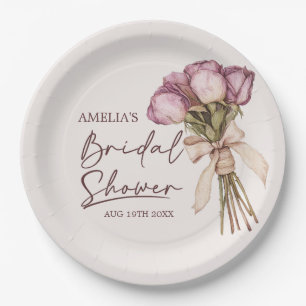 Elegante Florale Brautparty Pappteller
