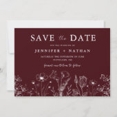 Elegante florale burgunderrote "Save the Date"-Kar Save The Date (Vorderseite)