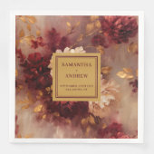 Elegante florale Burgundy Blush Gold Wedding Napki Serviette (Vorderseite)