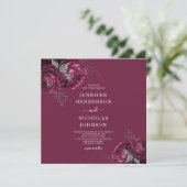 Elegante florale Burgundy Peonies Wedding Einladung (Stehend Vorderseite)