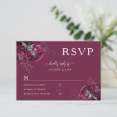 Elegante florale Burgundy Peonies Wedding RSVP Karte (Stehend Vorderseite)