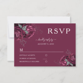 Elegante florale Burgundy Peonies Wedding RSVP Karte