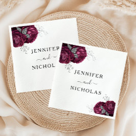 Elegante florale Burgundy Peonies Wedding Serviette