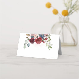 Elegante florale Burgundy Watercolor Foliage Weddi Platzkarte