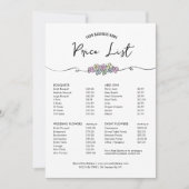 Elegante florale Chic Florist Business Price List (Vorderseite)