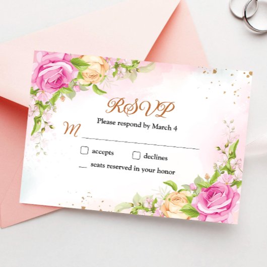 Elegante florale Chic Wedding RSVP Response Card Karte
