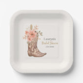 Elegante florale Cowboy Boots Cowgirl Bridal Dusch Pappteller (Vorderseite)