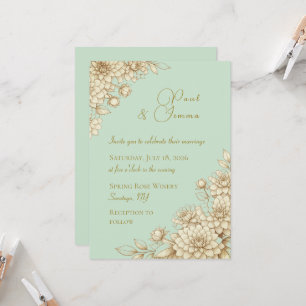 Elegante Florale Dahlien-Hochzeitseinladung Einladung