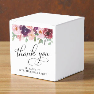 Elegante Florale Danke für die 60. Geburtstagsfeie Geschenkschachtel