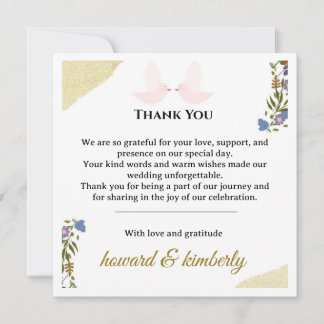 Elegante Florale Dankes-Hochzeitskarte Dankeskarte