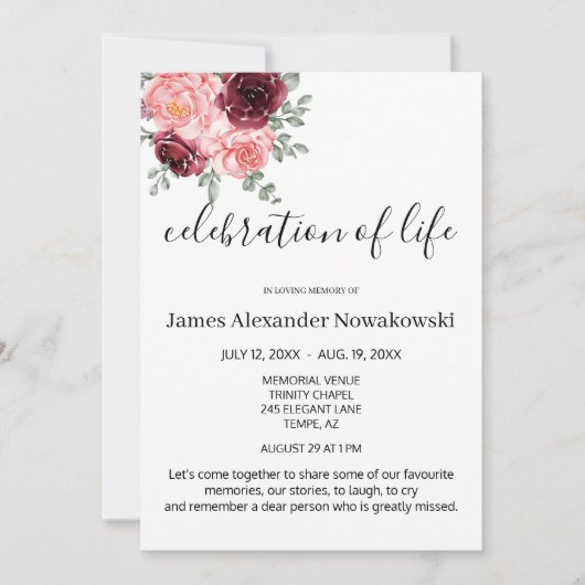 Elegante florale Degustationsfeier Einladung (Vorderseite)