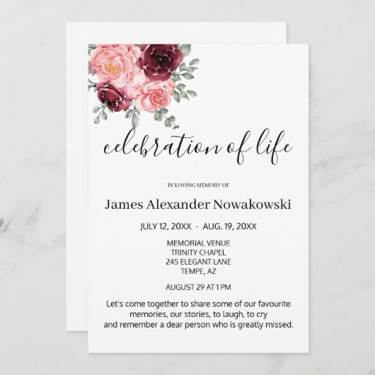 Elegante florale Degustationsfeier Einladung (Vorne/Hinten)