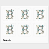 Elegante Florale Dein Monogramm B Papier Aufkleber (Blatt)