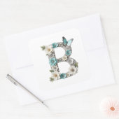 Elegante Florale Dein Monogramm B Papier Aufkleber (Umschlag)