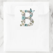 Elegante Florale Dein Monogramm B Papier Aufkleber (Tasche)