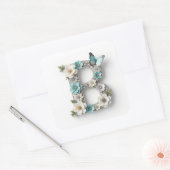 Elegante Florale Dein Monogramm B Papier Aufkleber (Umschlag)